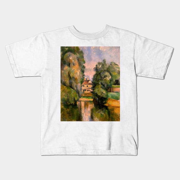 Country House by a River by Paul Cezanne Kids T-Shirt by Classic Art Stall